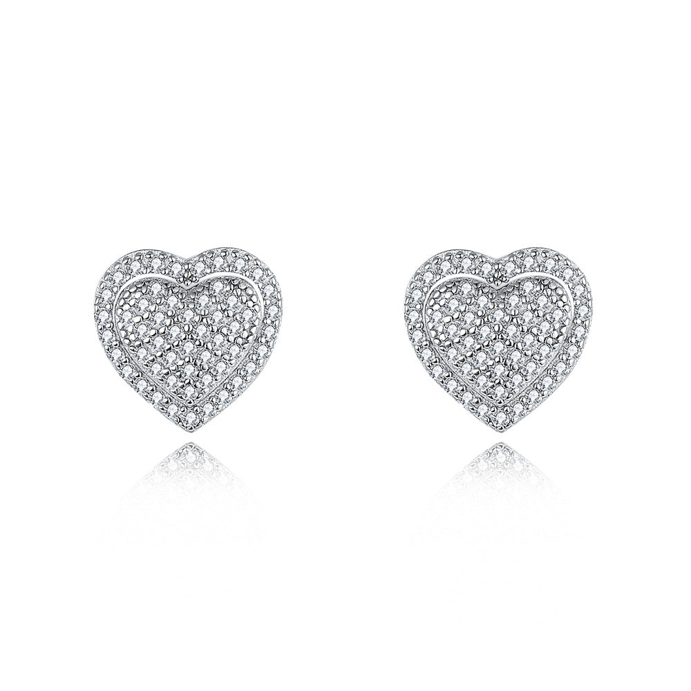 Moissanite Diamond Heart Stud Earring in Sterling Silver XXE0001