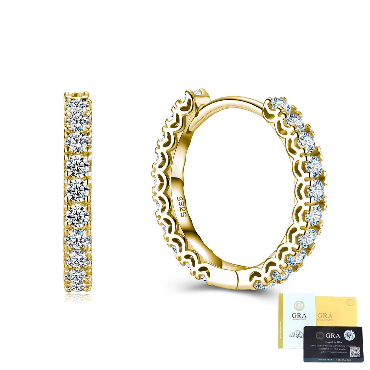 moissanite huggie earrings white gold tone 14k finish