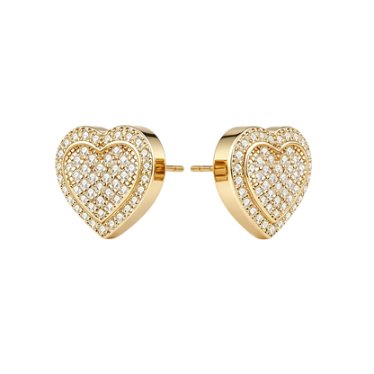 Moissanite Diamond Heart Stud Earring in Sterling Silver XXE0001