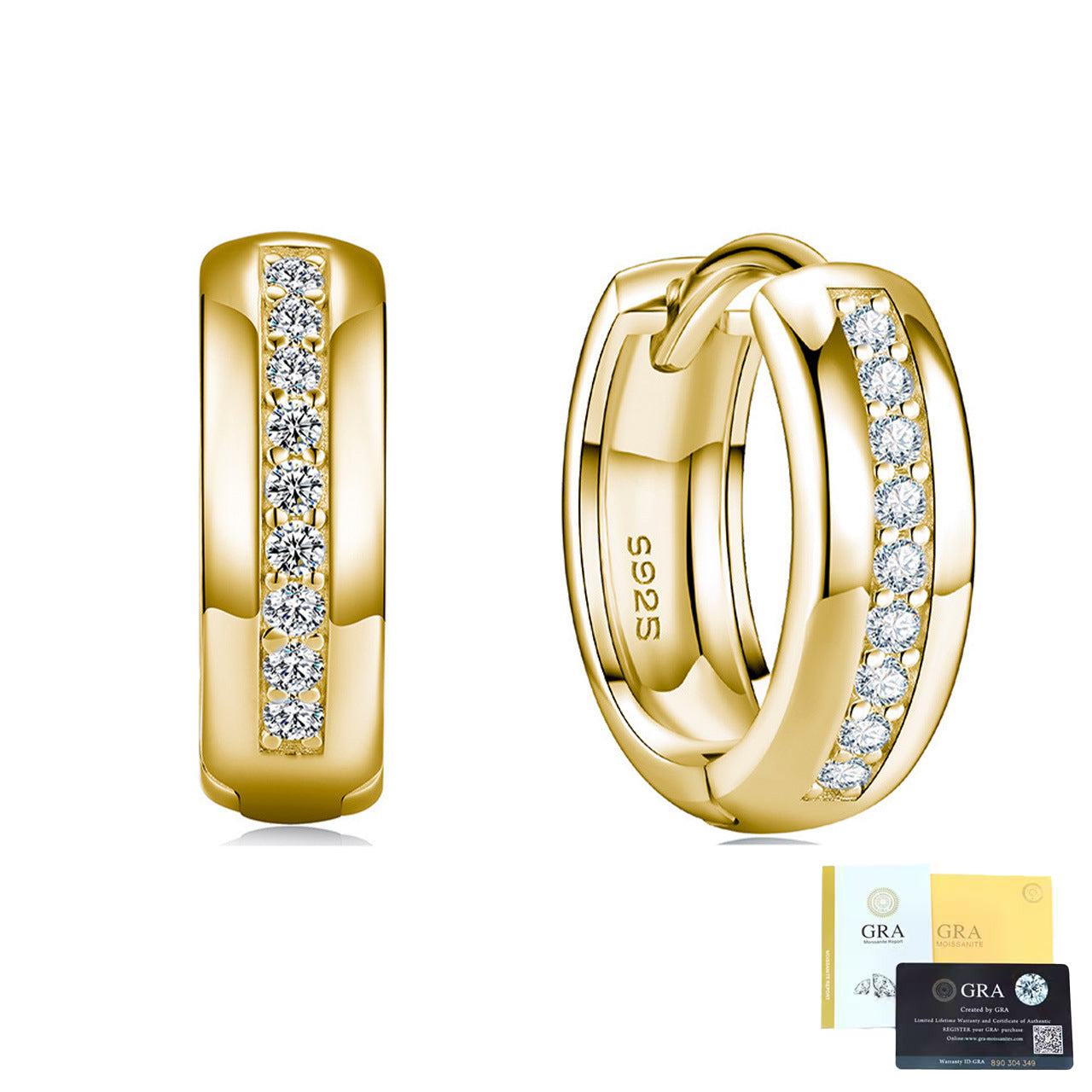 moissanite huggie earrings gold 14k plated for women party jewelry gift