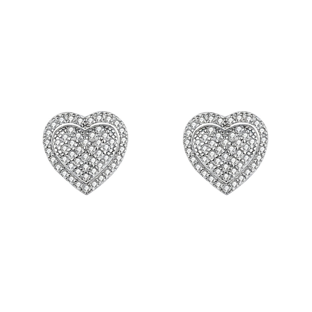 Moissanite Diamond Heart Stud Earring in Sterling Silver XXE0001