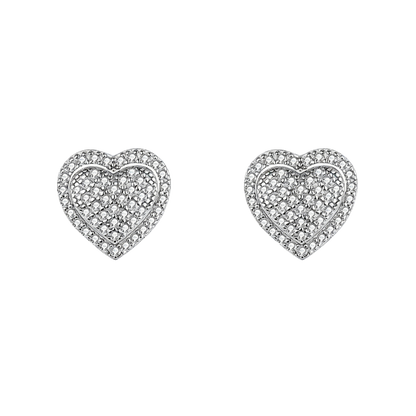 Moissanite Diamond Heart Stud Earring in Sterling Silver XXE0001