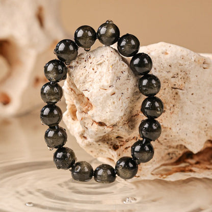Natural Golden Obsidian Beads Bracelet Unisex | Attract wealth | Block Negative Energy |Gift Jewelry XAS0002