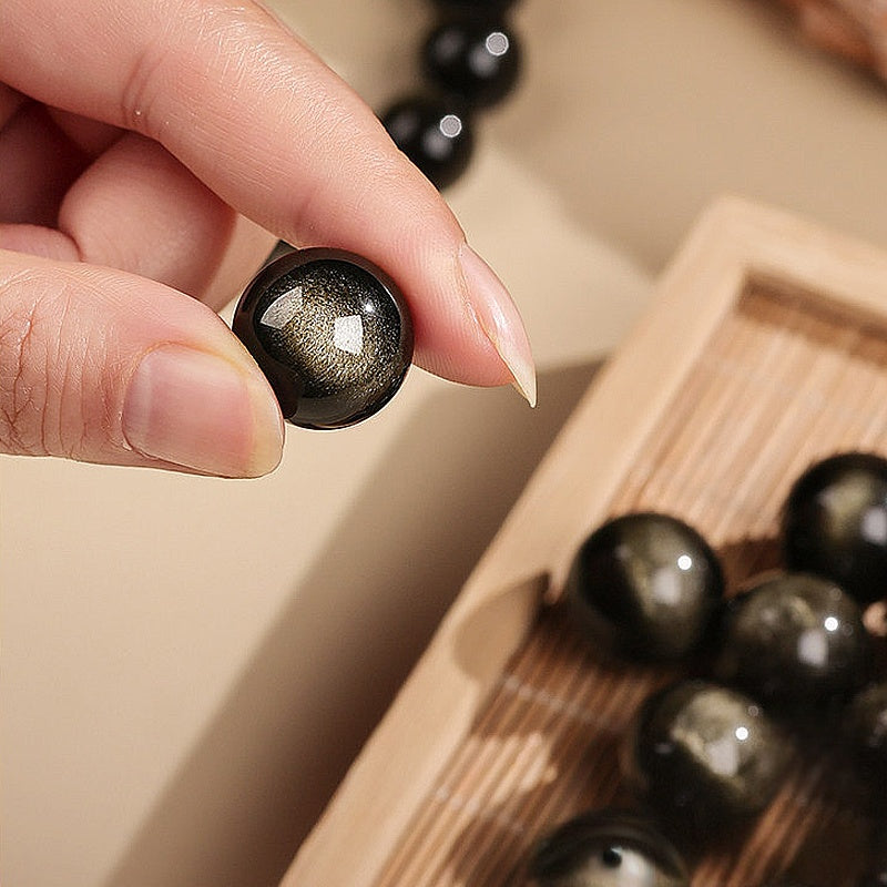 Natural Golden Obsidian Beads Bracelet Unisex | Attract wealth | Block Negative Energy |Gift Jewelry XAS0002