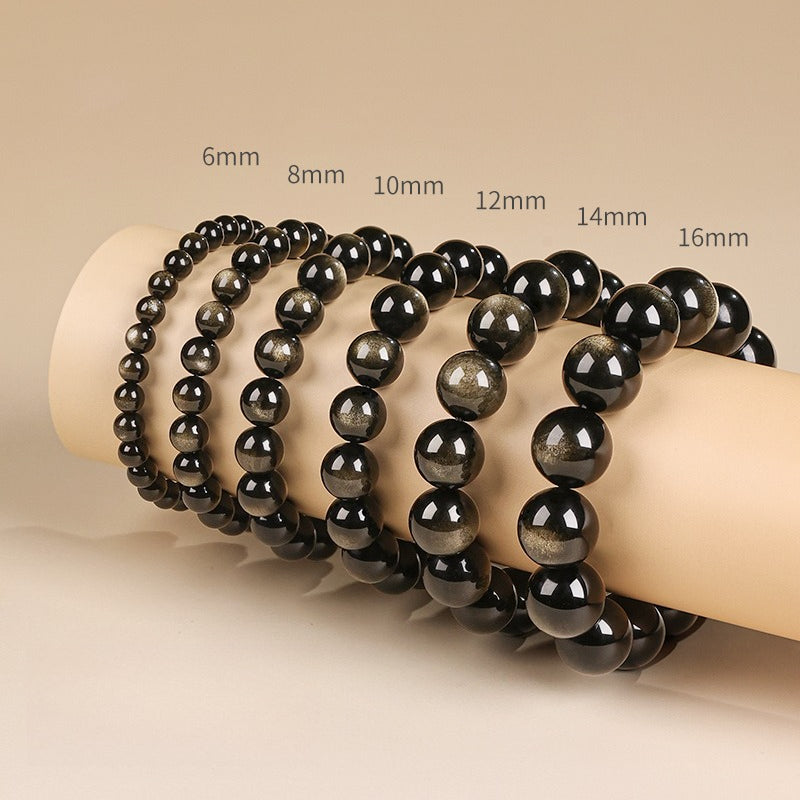 Natural Golden Obsidian Beads Bracelet Unisex | Attract wealth | Block Negative Energy |Gift Jewelry XAS0002