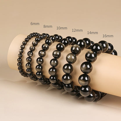 Natural Golden Obsidian Beads Bracelet Unisex | Attract wealth | Block Negative Energy |Gift Jewelry XAS0002