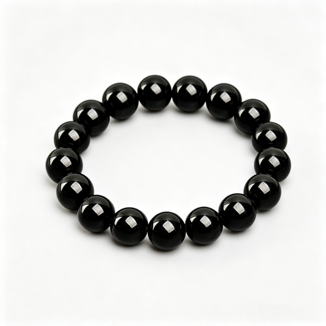 Black obsidian round bead bracelet healing bead bracelets real feng shui bracelet natural crystal bracelet strength energy jewelry
