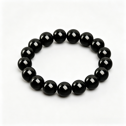 Black obsidian round bead bracelet healing bead bracelets real feng shui bracelet natural crystal bracelet strength energy jewelry