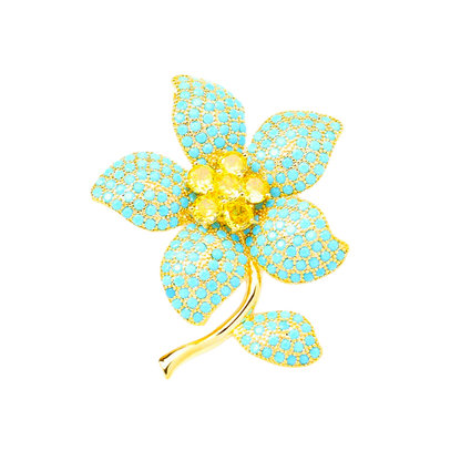 Elegant blue stone and cubic zirconia brooch pin for women, shiny cz brooch as classic coat brooch, premium women fashion jewelry and sweet gift for her.