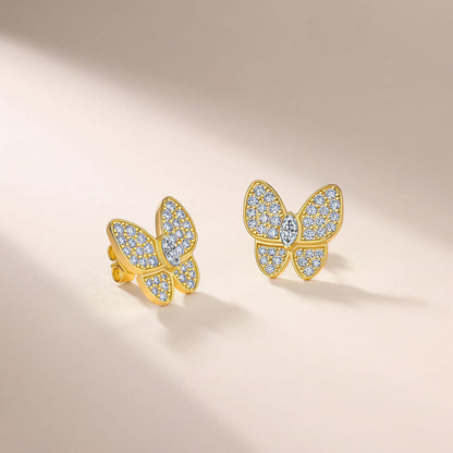 butterfly earrings 925 silver pave moissanite D VVS
