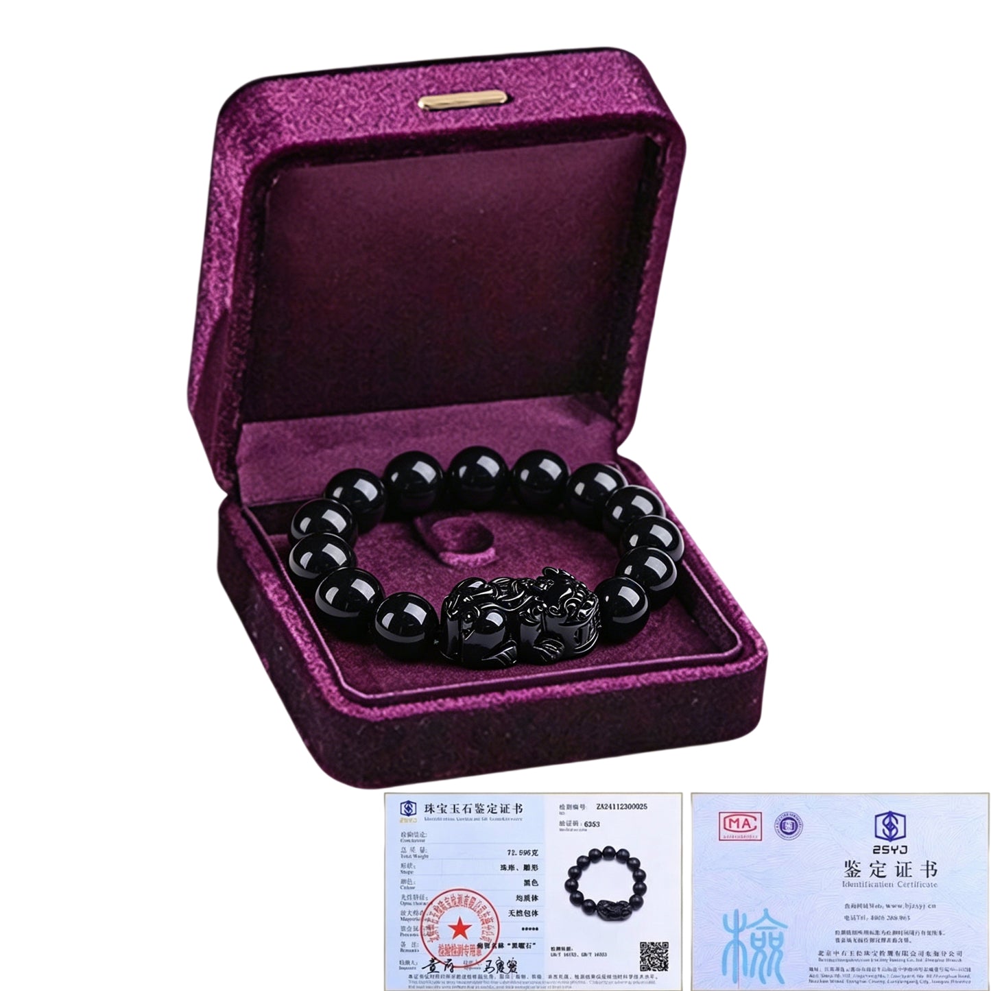 High polished natural black obsidian pixiu bracelet feng shui good fortune negative energy absorb bracelet