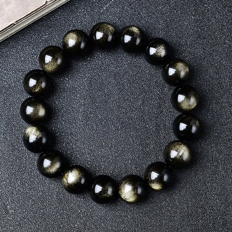 Natural Golden Obsidian Beads Bracelet Unisex | Attract wealth | Block Negative Energy |Gift Jewelry XAS0002