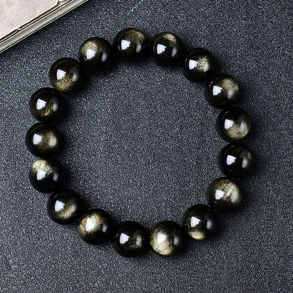 Natural Golden Obsidian Beads Bracelet Unisex | Attract wealth | Block Negative Energy |Gift Jewelry XAS0002