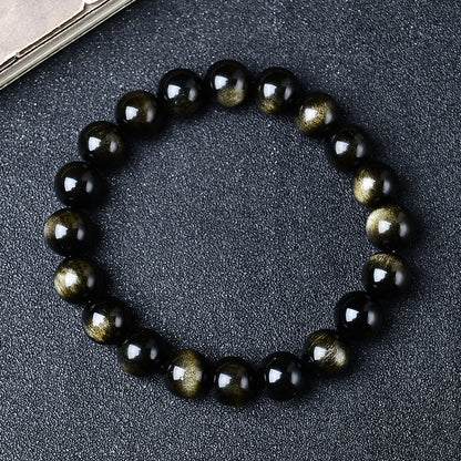 Natural Golden Obsidian Beads Bracelet Unisex | Attract wealth | Block Negative Energy |Gift Jewelry XAS0002