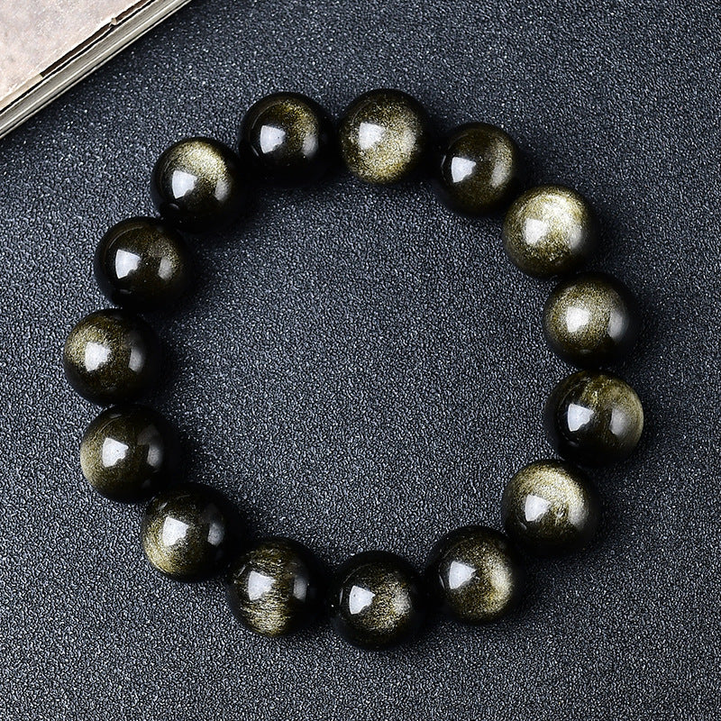Natural Golden Obsidian Beads Bracelet Unisex | Attract wealth | Block Negative Energy |Gift Jewelry XAS0002