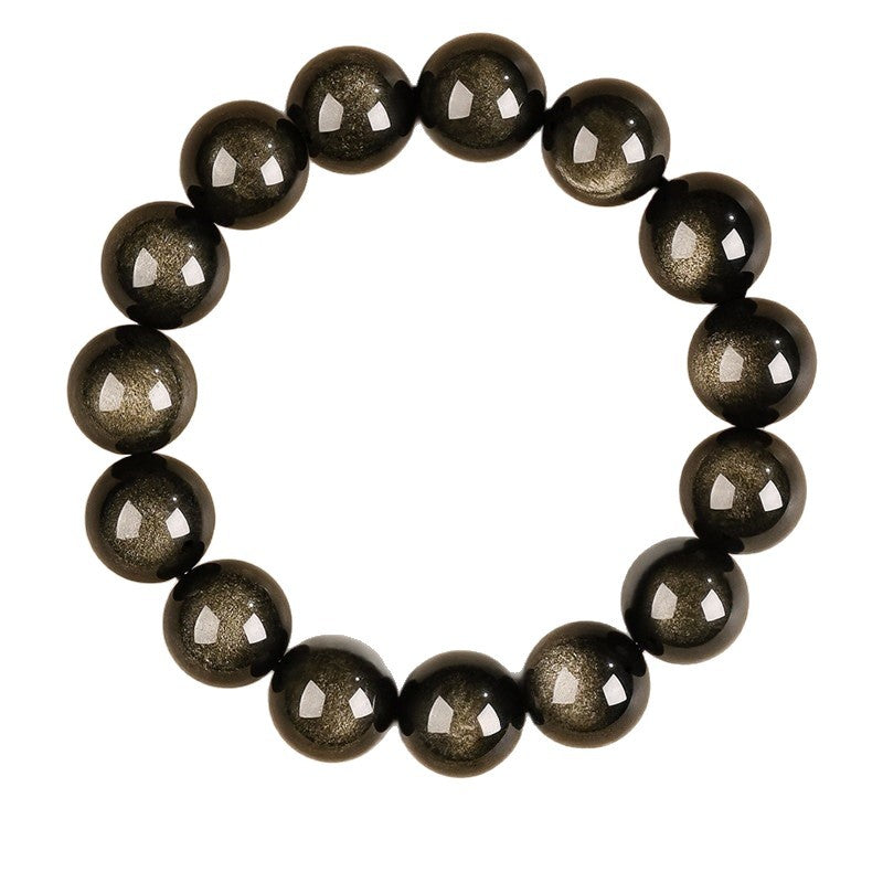Natural Golden Obsidian Beads Bracelet Unisex | Attract wealth | Block Negative Energy |Gift Jewelry XAS0002