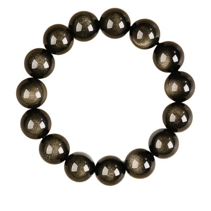 Natural Golden Obsidian Beads Bracelet Unisex | Attract wealth | Block Negative Energy |Gift Jewelry XAS0002