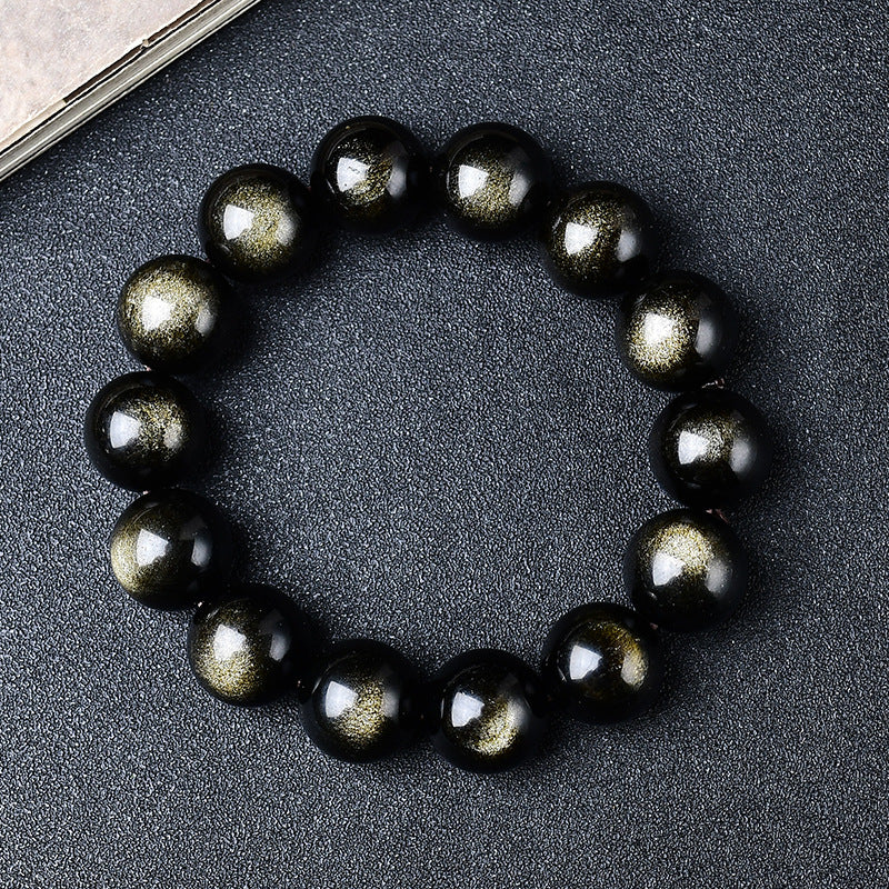 Natural Golden Obsidian Beads Bracelet Unisex | Attract wealth | Block Negative Energy |Gift Jewelry XAS0002