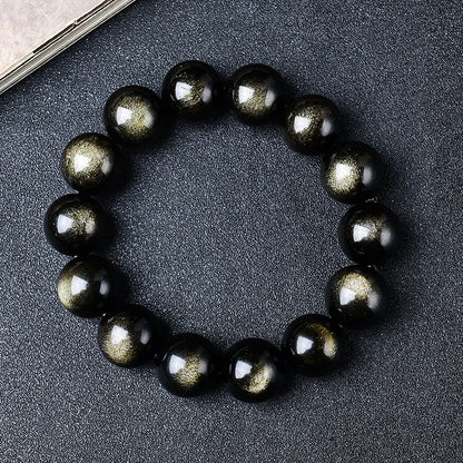 Natural Golden Obsidian Beads Bracelet Unisex | Attract wealth | Block Negative Energy |Gift Jewelry XAS0002