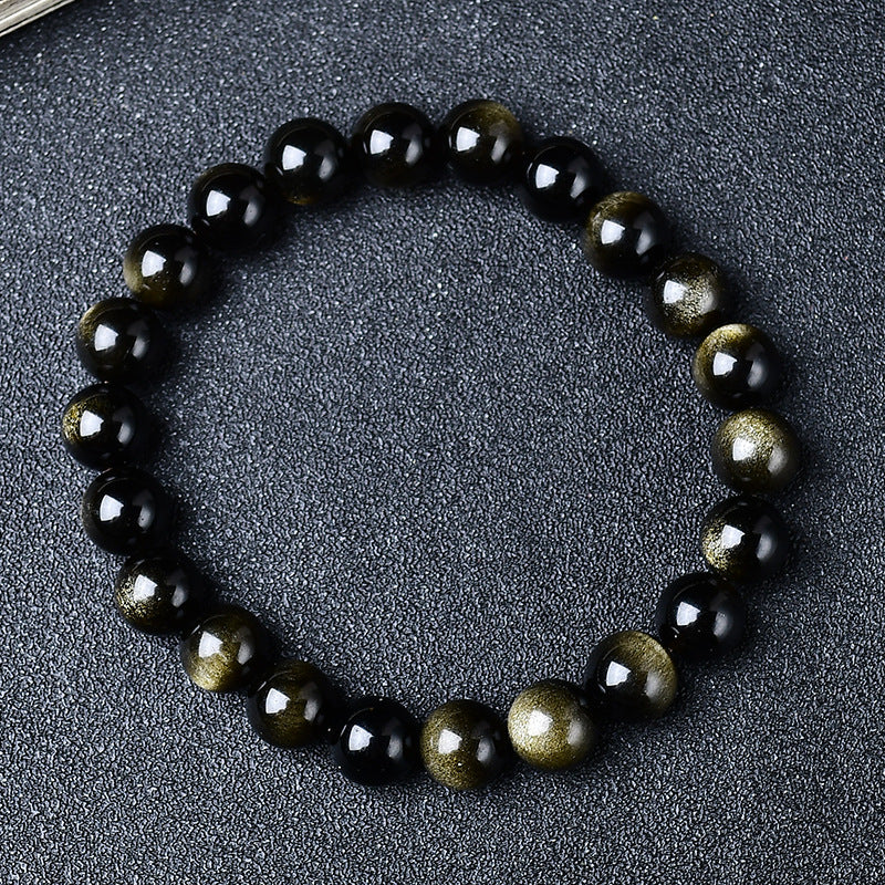Natural Golden Obsidian Beads Bracelet Unisex | Attract wealth | Block Negative Energy |Gift Jewelry XAS0002