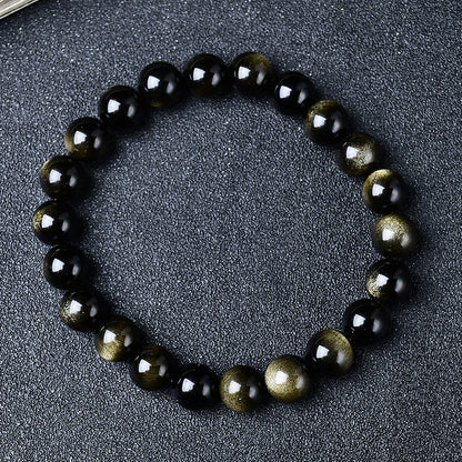Natural Golden Obsidian Beads Bracelet Unisex | Attract wealth | Block Negative Energy |Gift Jewelry XAS0002