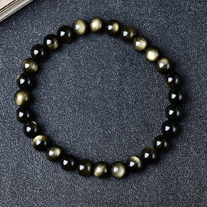 Natural Golden Obsidian Beads Bracelet Unisex | Attract wealth | Block Negative Energy |Gift Jewelry XAS0002