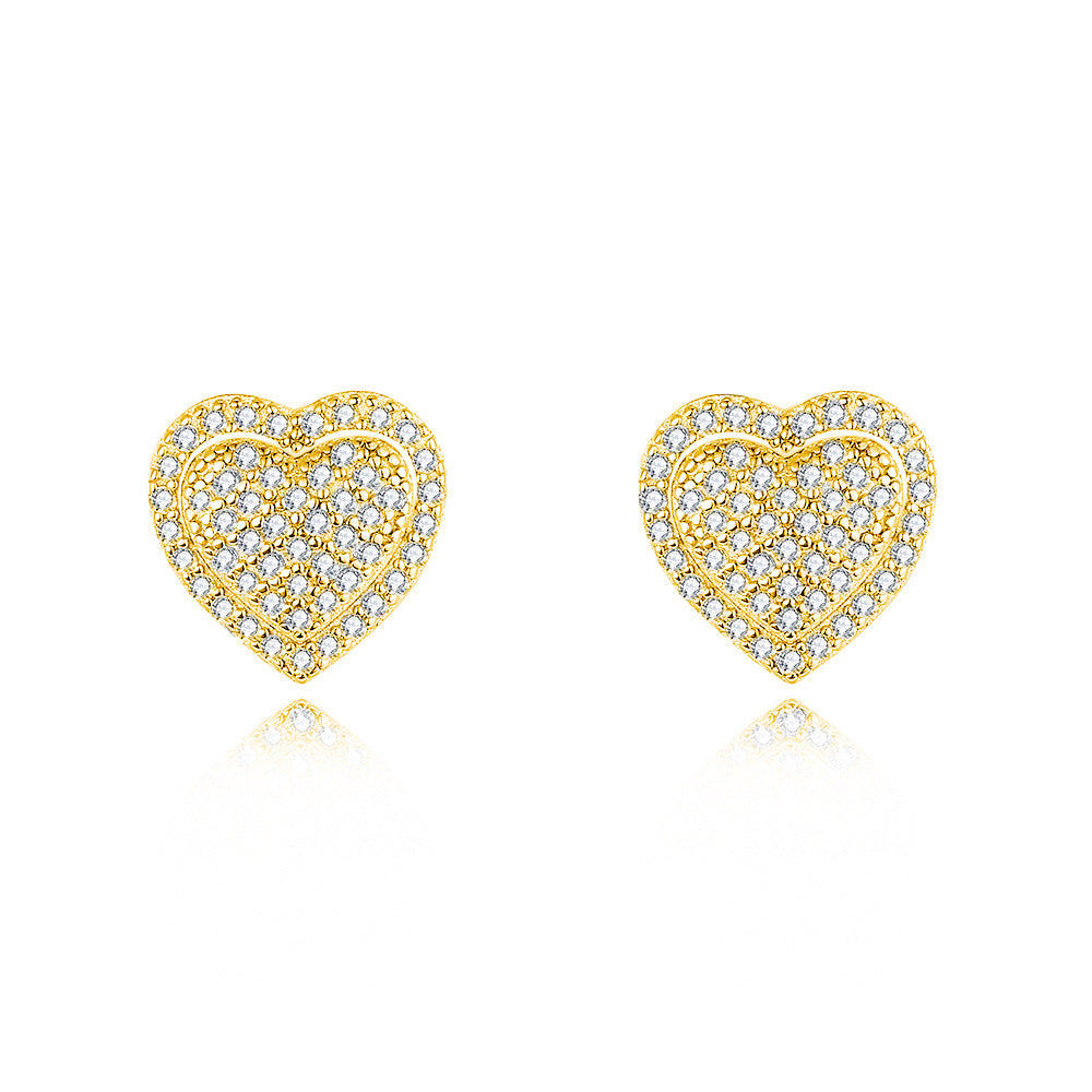 Moissanite Diamond Heart Stud Earring in Sterling Silver XXE0001