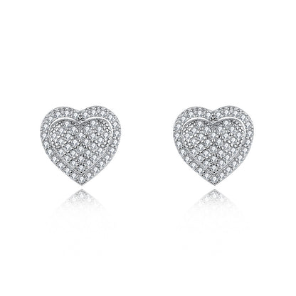 Moissanite Diamond Heart Stud Earring in Sterling Silver XXE0001