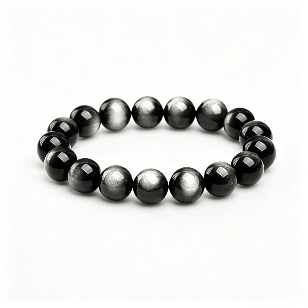 Natural crystal bracelet ultimate protector gray obsidian round bead bracelet feng shui bracelet original healing gemstone bracelets