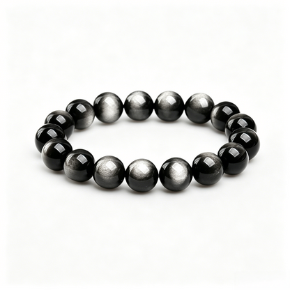 Natural crystal bracelet ultimate protector gray obsidian round bead bracelet feng shui bracelet original healing gemstone bracelets