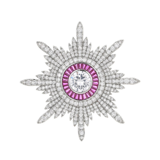 Diamond Eight‑Pointed Star Brooch XXB001