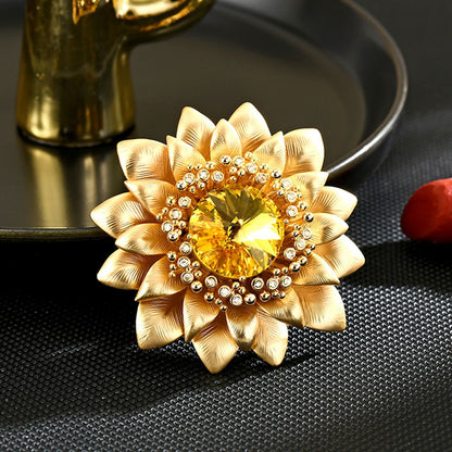 Vintage Gold Sun flower Brooch Pin XXB012
