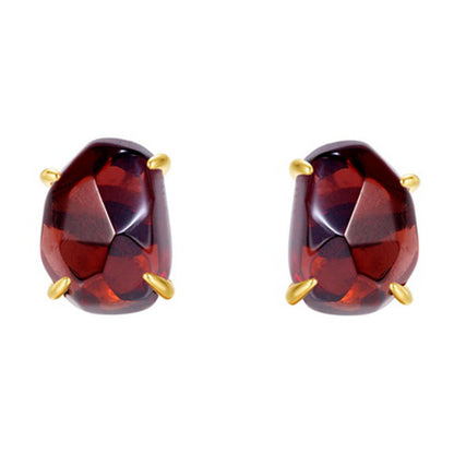 Natural Pink Purple Crystal Four-Claw S925 Sterling Silver Stud Earrings for Women  XXE0003