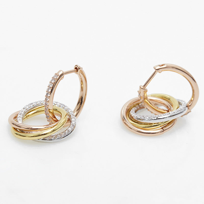 Three‑Color Triple Hoop Earrings XXE0002