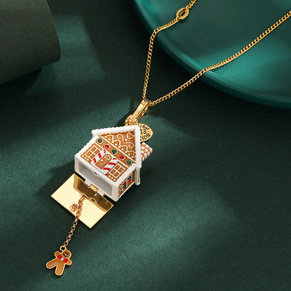 Candy Snow House Christmas Pendant Necklace XXN005