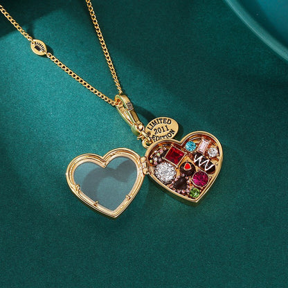 Openable Heart Chocolate Box Pendant Necklace XXN008