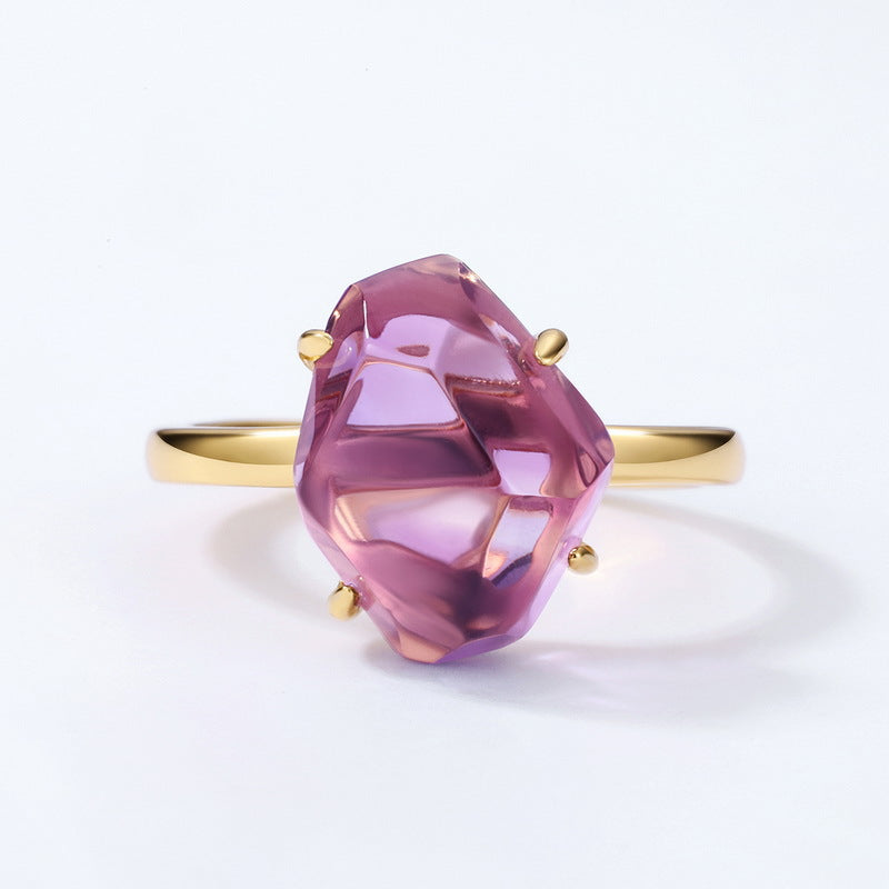 S925 Sterling Silver Natural Crystal Ring for Women XXR0002
