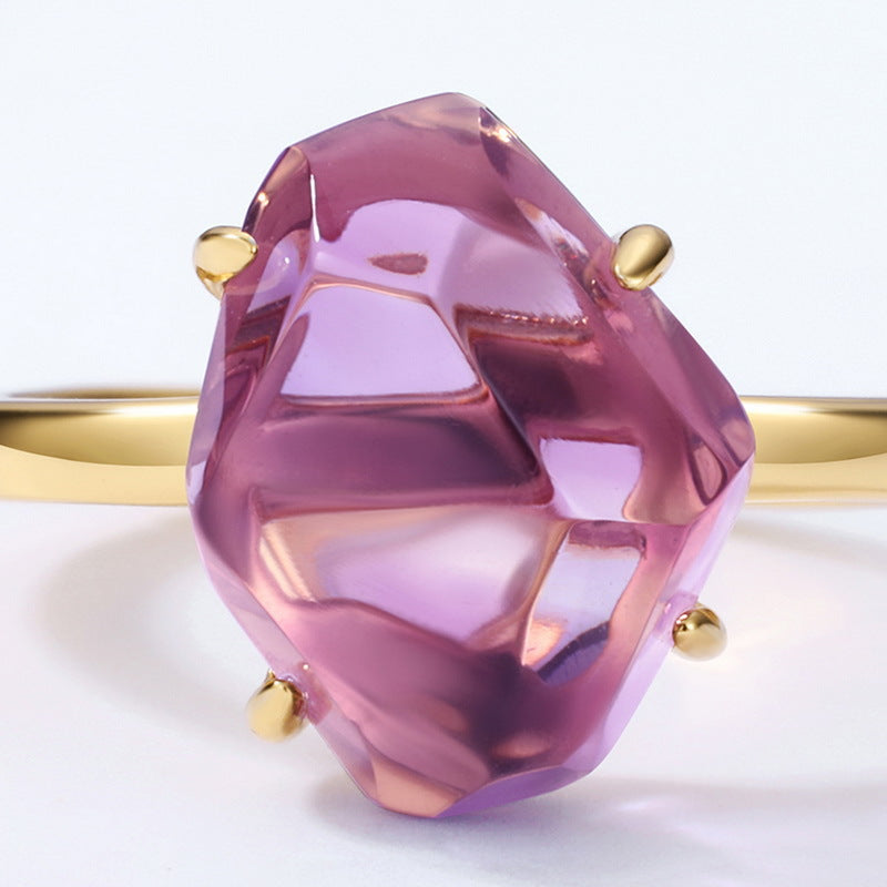 S925 Sterling Silver Natural Crystal Ring for Women XXR0002