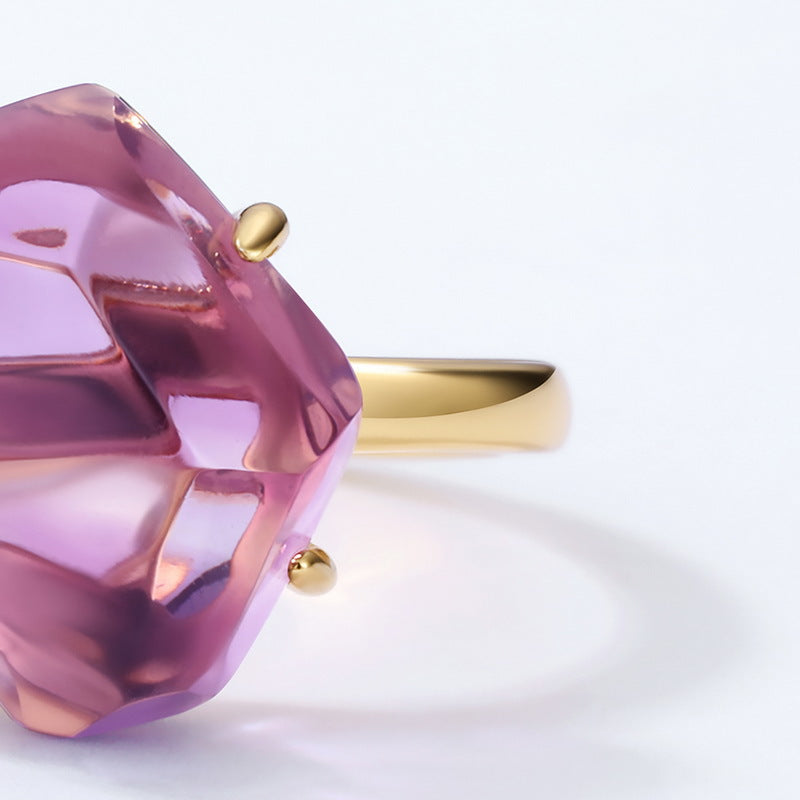 S925 Sterling Silver Natural Crystal Ring for Women XXR0002