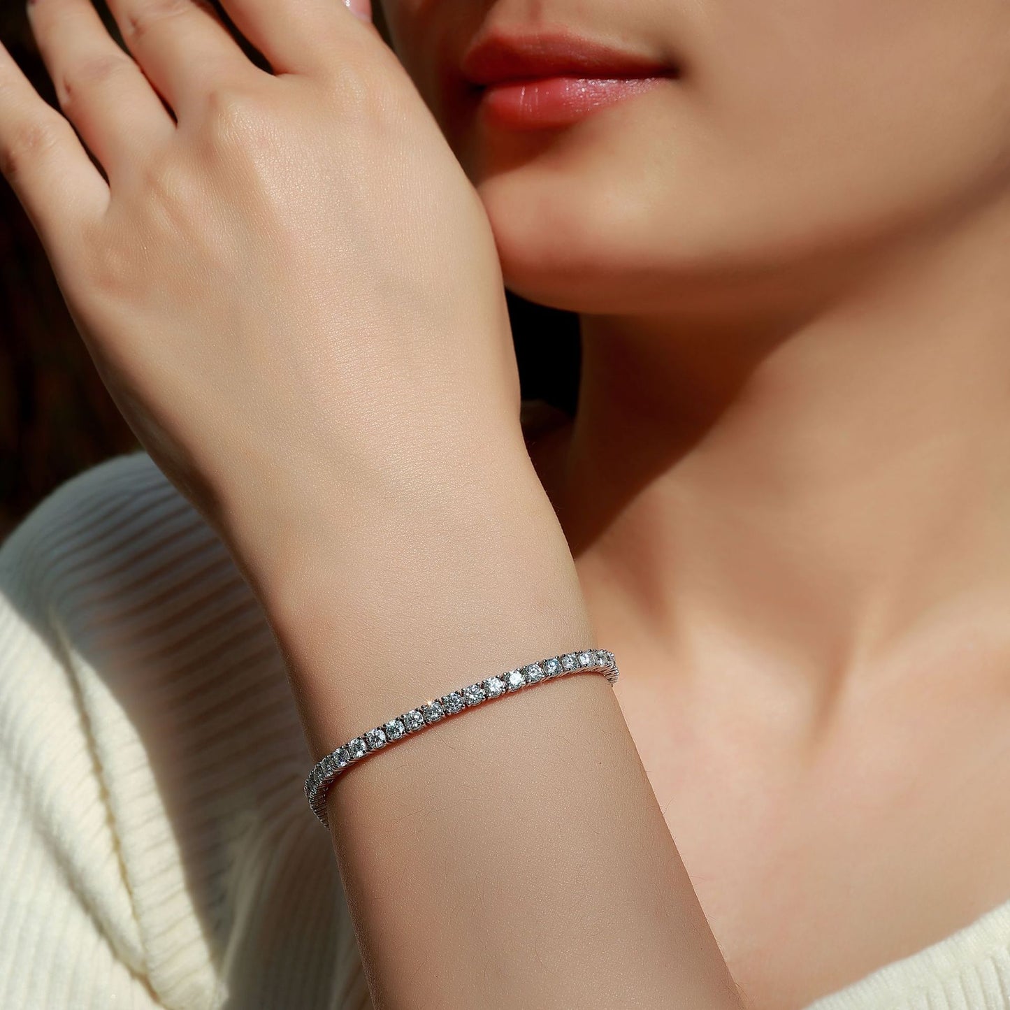 3mm D‑VVS1 Moissanite Diamond Tennis Bracelet XXS001