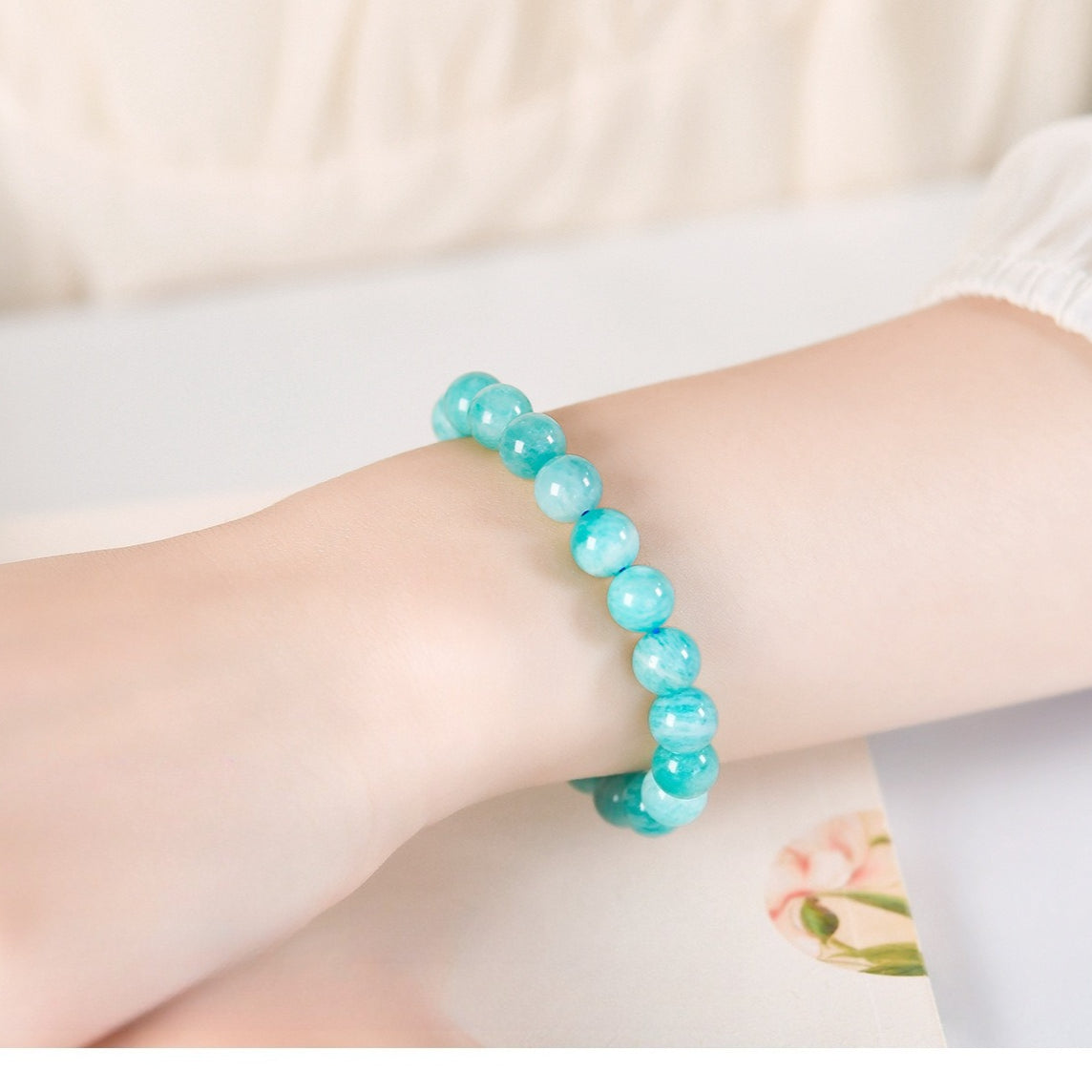 Smooth drilled natural amazonite beads, high quality amazon stone gem beads for DIY bracelet necklace earring craft