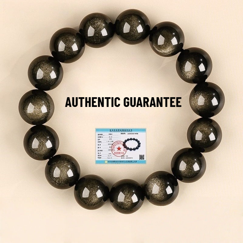 Natural Golden Obsidian Beads Bracelet Unisex | Attract wealth | Block Negative Energy |Gift Jewelry XAS0002