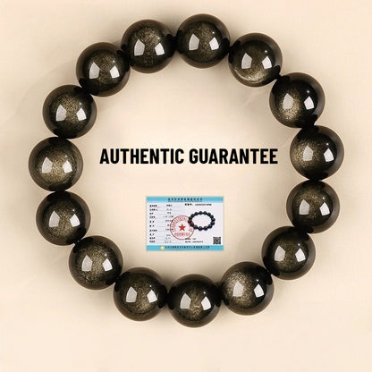 Natural Golden Obsidian Beads Bracelet Unisex | Attract wealth | Block Negative Energy |Gift Jewelry XAS0002