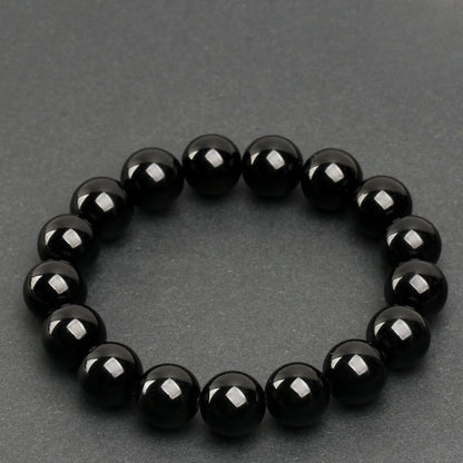 Feng shui black obsidian bracelet natural stone bracelet strength energy healing bead bracelets for negative energy block