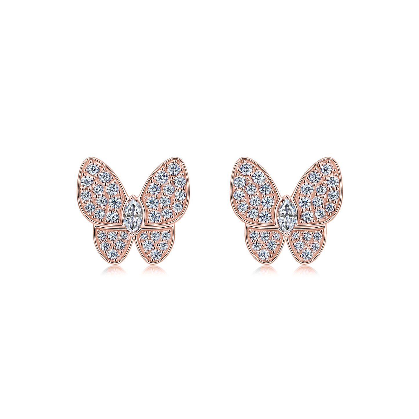 butterfly diamond earrings alternative rose gold