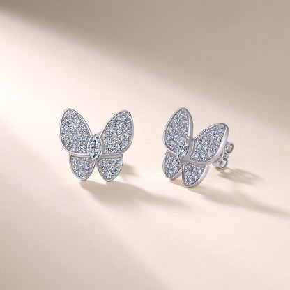 diamond butterfly earrings moissanite S925 sterling silver
