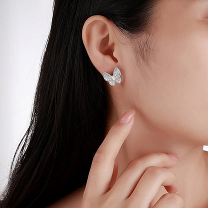 butterfly stud earrings for women moissanite pave