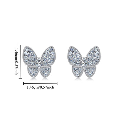 butterfly stud earrings 14k gold finish 68x moissanite