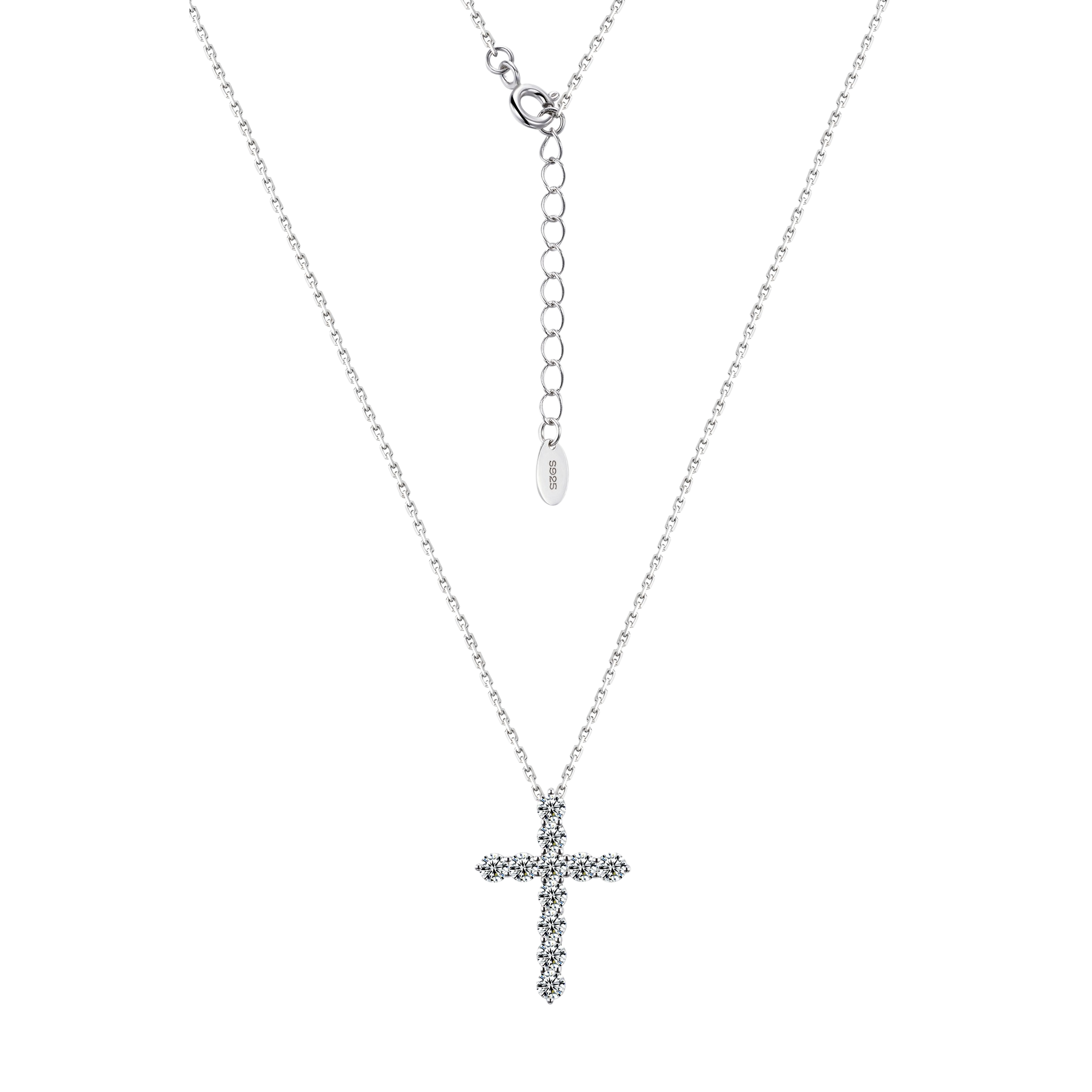 moissanite silver cross necklace Easter gift faith jewelry S925 sterling