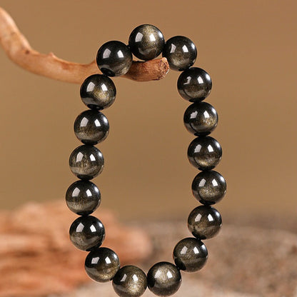 Natural Golden Obsidian Beads Bracelet Unisex | Attract wealth | Block Negative Energy |Gift Jewelry XAS0002